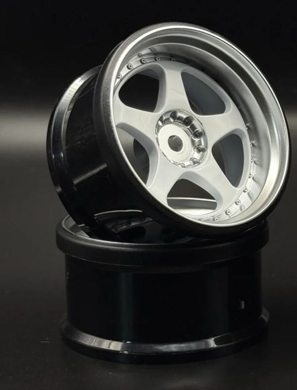 NIZ 5-Star Multipiece Style 1-10 White Rims, 6mm Offset
