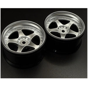 NIZ 5-Star Multipiece Style 1-10 Silver Rims, 6mm Offset