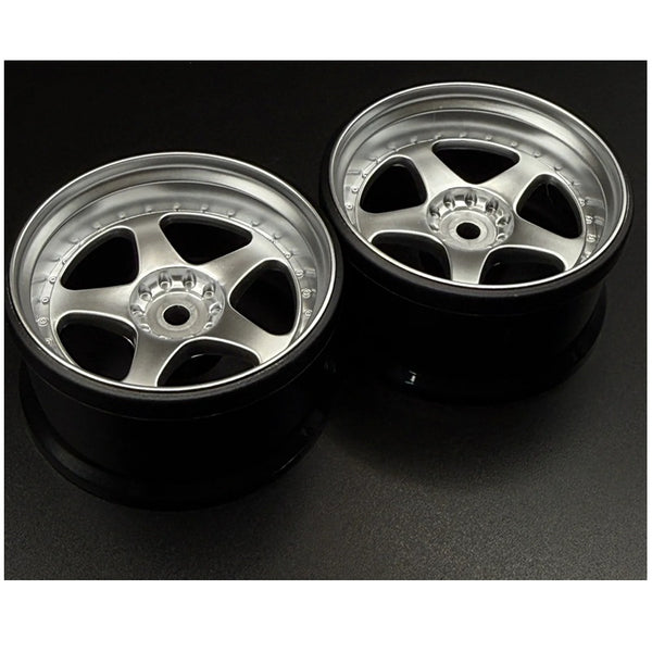 NIZ 5-Star Multipiece Style 1-10 Silver Rims, 6mm Offset