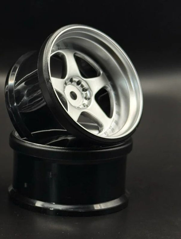 NIZ 5-Star Multipiece Style 1-10 Silver Rims, 8mm Offset