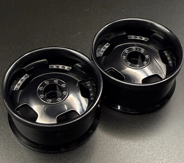 Euro VIP Dish Style 1/10 Black Rims, 8mm Offset