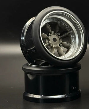 Pana 8-Spoke Style 1/10 Gun Metal Rims, 8mm Offset
