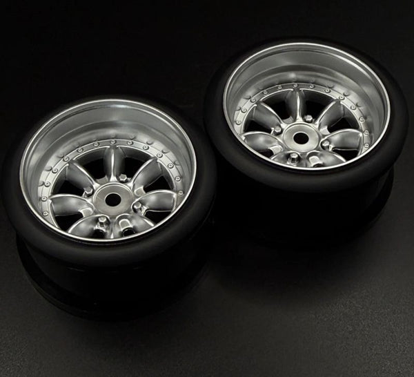 Pana 8-Spoke Style 1/10 Silver Rims, 6mm Offset