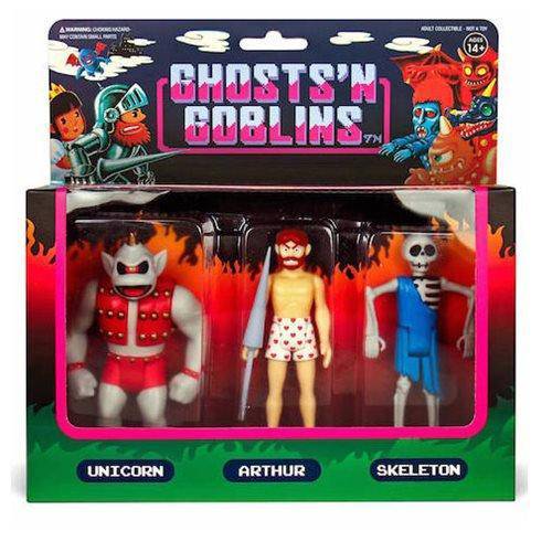 ToyShnip Super7 Ghosts n Goblins 3 3/4-Inch ReAction Figure Pack B - Unicorn", " Arthur in Underwear", " Skeleton — Toys &