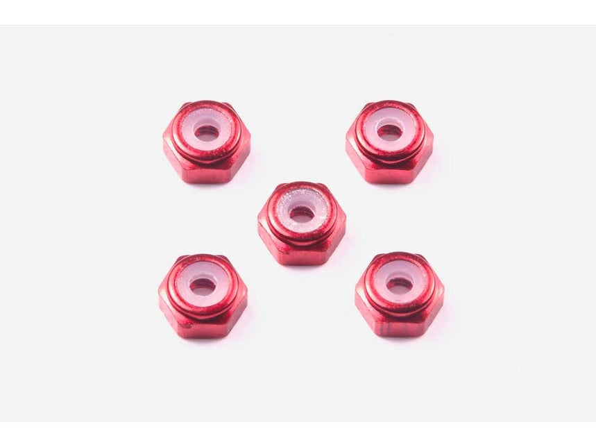 Tamiya JR 2MM Aluminum Lock Nut Red 5Pcs