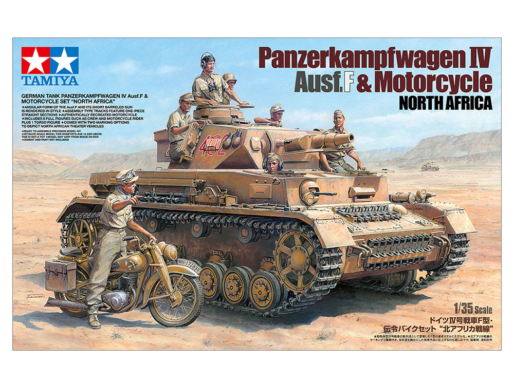 Tamiya 1/35 German Tank Panzer IV Ausf.F & Motorcycle Model Set
