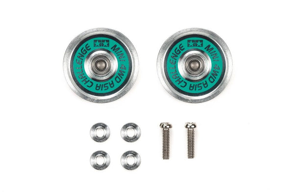 Tamiya JR HG 19mm Aluminum Ball-Race Rollers (Ringless/Green Logo)