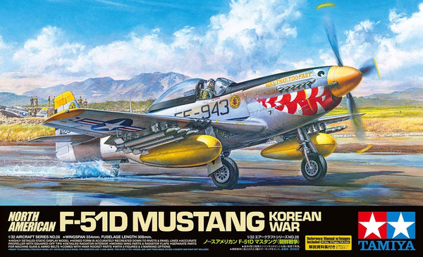 Tamiya - 1/32 North American F-51D Mustang Korean War Plastic Modek Kit — Model Kit