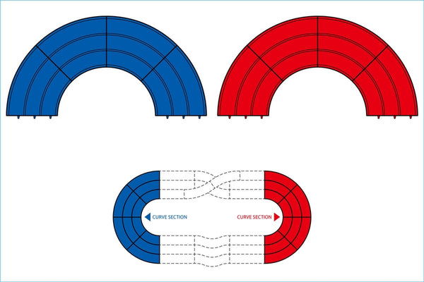 Tamiya Japan Cup Junior Circuit Curve Section Set, Blue/Red, 4pcs