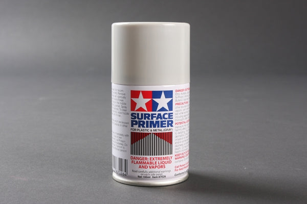 Tamiya Surface Primer 100ml Aerosol for Plastic and Metal, Gray
