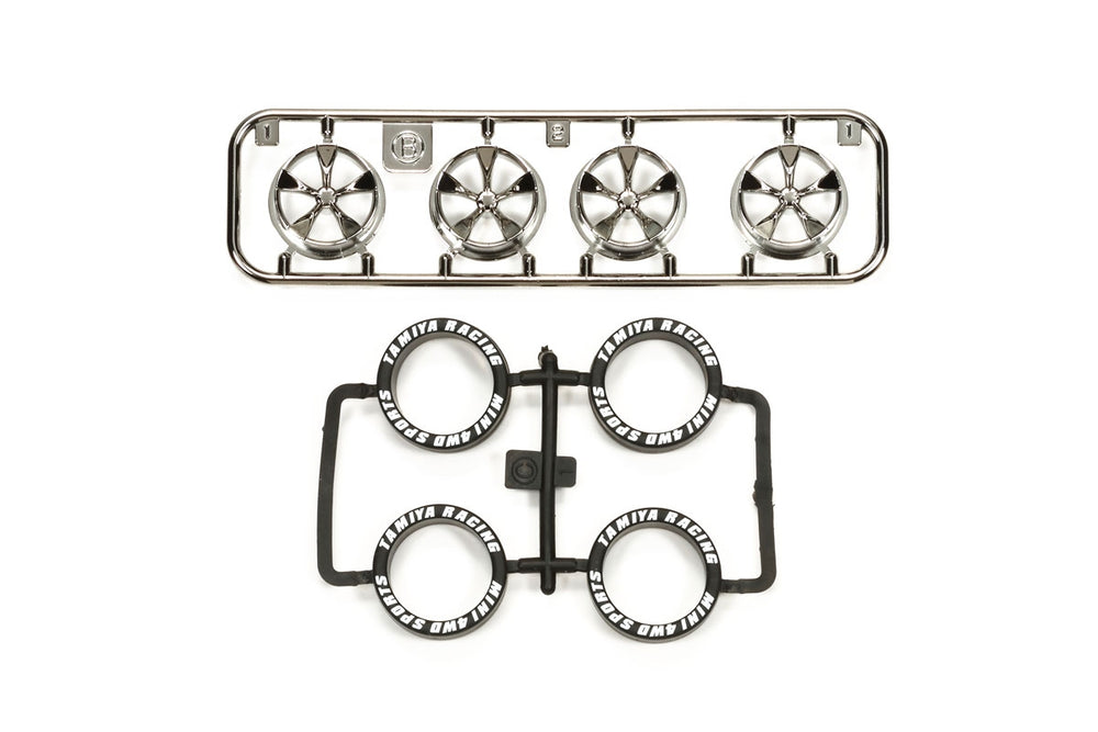 Tamiya JR LP Tire/Wheel (5-Spoke) Black Plated