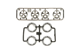 Tamiya JR LP Tire/Wheel (5-Spoke) Black Plated