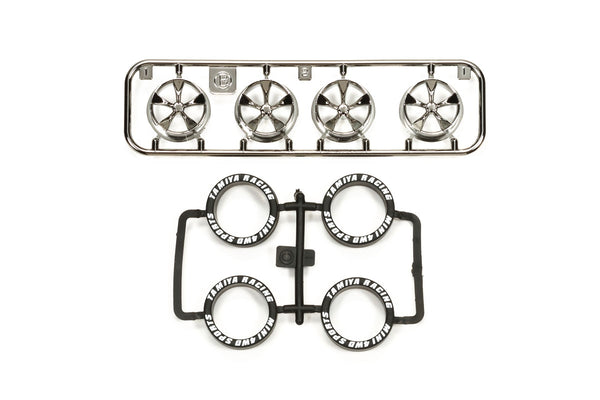 Tamiya JR LP Tire/Wheel (5-Spoke) Black Plated