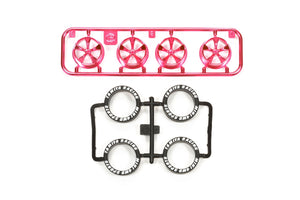 Tamiya JR LP Tire/Wheel (5-Spoke) Pink Plated