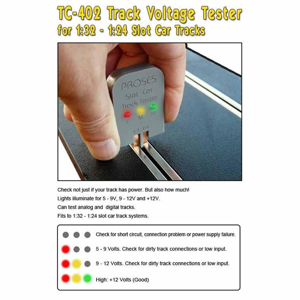 PowerHobby Proses Slot Car Track Voltage Tester for 1/32 1/24 Scalextric Carrera Bachmann — 1/32 Slot Car