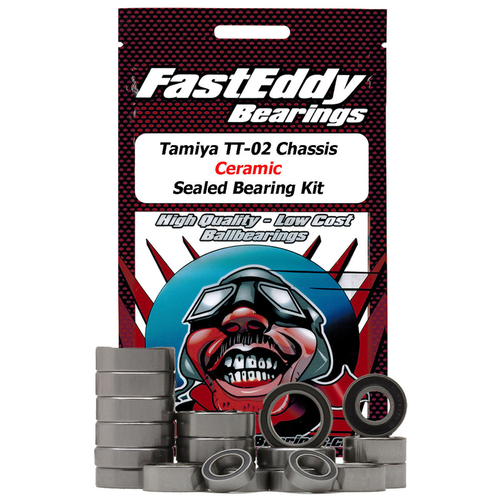 Team FastEddy Tamiya TT-02 Chassis Rubber Ceramic Sealed Bearing Kit