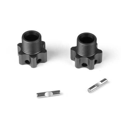 Tekno TKR5071E +4mm Gun Metal Annodized Wheel Hubs with Pins (2)