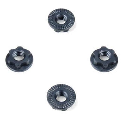 Tekno RC TKR6274 Wheel Nuts (7mm, Serrated, Gun metal ano, M4, 4pieces) EB410