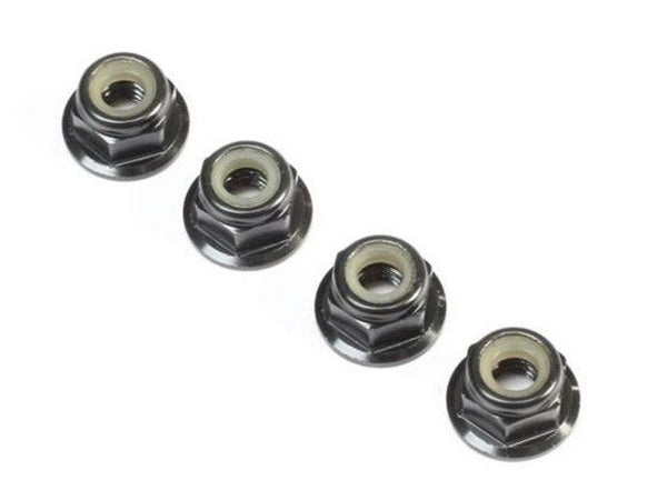 Losi TLR236009 Black Aluminum Flanged Locknut M4 x 0.7mm x 7mm (4) 22 5.0