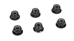 Losi 4mm Aluminum Serrated Lock Nut Set (6) Black 22 / 4.0 22T 22SCT 22X-4