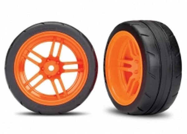 Traxxas 8374A 1.9" Mounted Tires / Wheels Orange Rear 4-Tec Ford GT