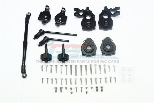 GPM FRONT C-HUBS KNUCKLE ARMS SPINDLE GEAR CVD STEERING LINK TRAXXAS TRX-4 BLACK