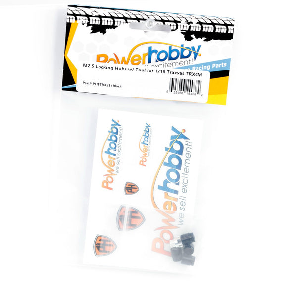 Powerhobby M2.5 Locking Hubs w Tool (4) FOR Traxxas TRX-4M Black TRX4m