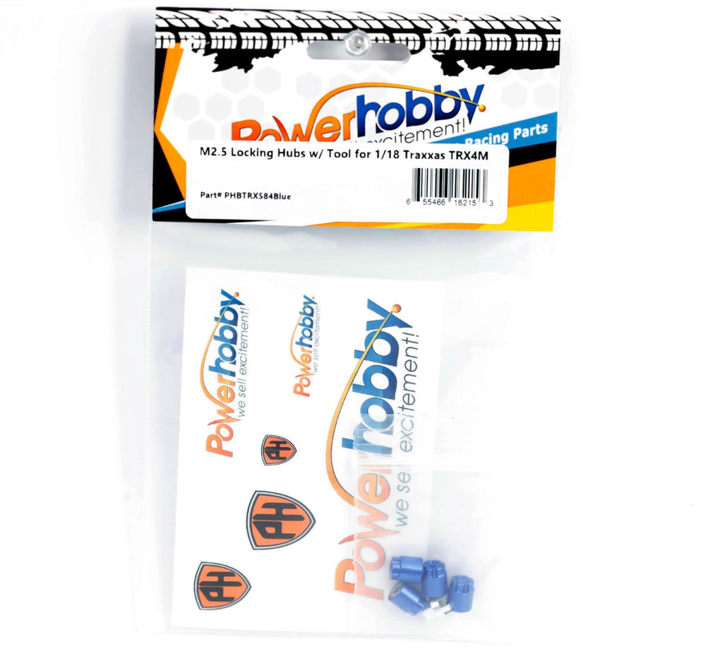 Powerhobby M2.5 Locking Hubs w Tool (4) FOR Traxxas TRX-4M Blue TRX4m