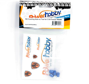 Powerhobby M2.5 Locking Hubs w Tool (4) FOR Traxxas TRX-4M Blue TRX4m