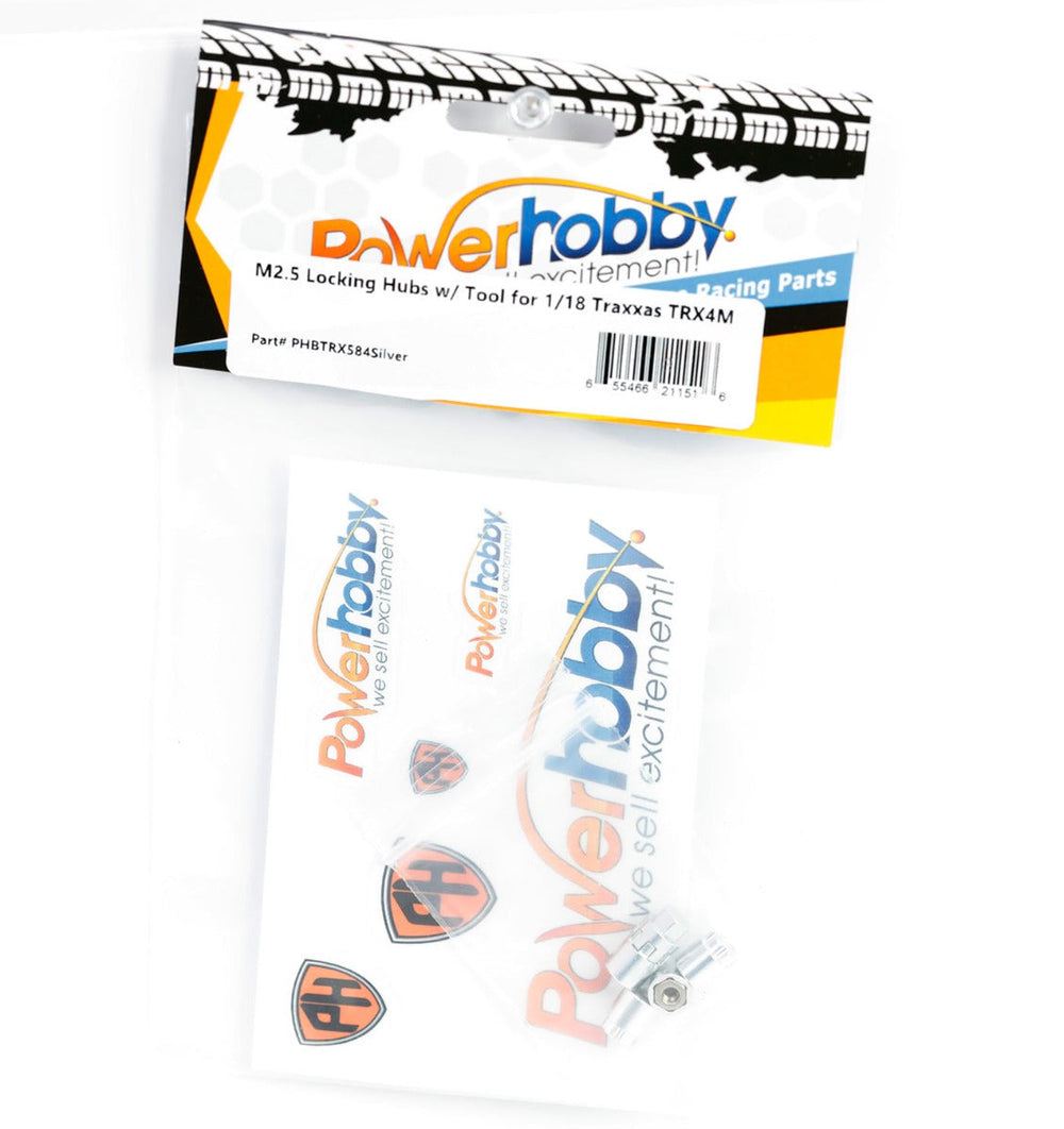Powerhobby M2.5 Locking Hubs w Tool (4) FOR Traxxas TRX-4M Silver TRX4m