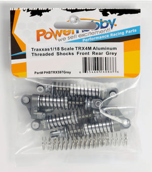 Powerhobby Aluminum 51mm Long Travel Shocks Grey FOR Traxxas TRX-4M