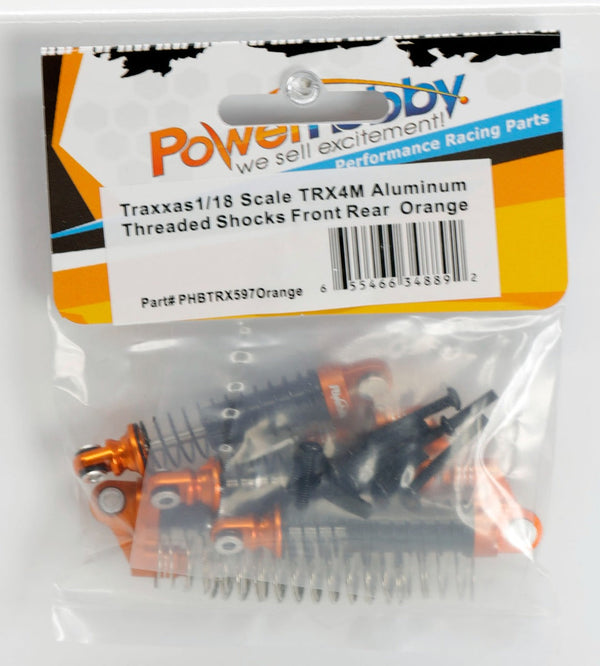 Powerhobby Aluminum 51mm Long Travel Shocks Orange FOR Traxxas TRX-4M