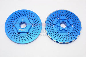 GPM ALUMINUM FRONT WHEEL HEX CLAW +3MM WITH BRAKE DISK TRAXXAS X-MAXX 4X4 BLUE