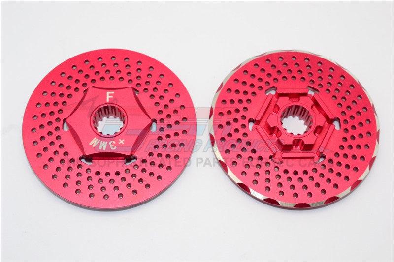 GPM ALUMINUM FRONT WHEEL HEX CLAW +3MM WITH BRAKE DISK TRAXXAS X-MAXX 4X4 RED