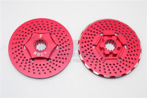 GPM ALUMINUM FRONT WHEEL HEX CLAW +3MM WITH BRAKE DISK TRAXXAS X-MAXX 4X4 RED