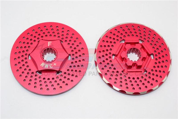 GPM ALUMINUM FRONT WHEEL HEX CLAW +3MM WITH BRAKE DISK TRAXXAS X-MAXX 4X4 RED