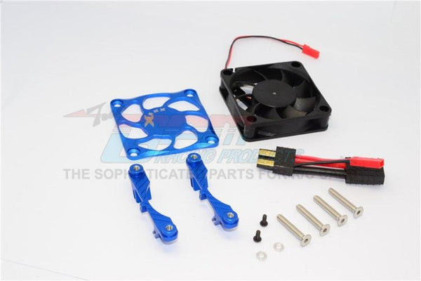 GPM ALUMINUM MOTOR HEATSINK WITH COOLING FAN TRAXXAS X-MAXX BLUE