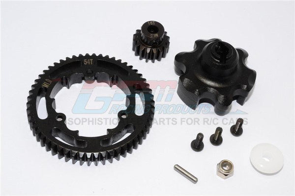 GPM ALUMINUM GEAR ADAPTER SPUR GEAR 54T MOTOR GEAR 16T TRAXXAS X-MAXX BLACK