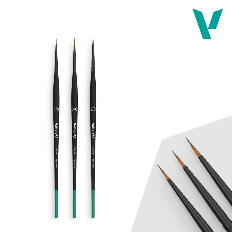 Vallejo Hobby Brushes: Detail - Synthetic - Definition Set - Sizes 4/0, 3/0 & 2/0