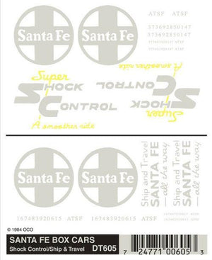 PowerHobby Woodland Scenics DT605 HO Scale Santa Fe Box Cars Decal (1 Sheet) — Decals
