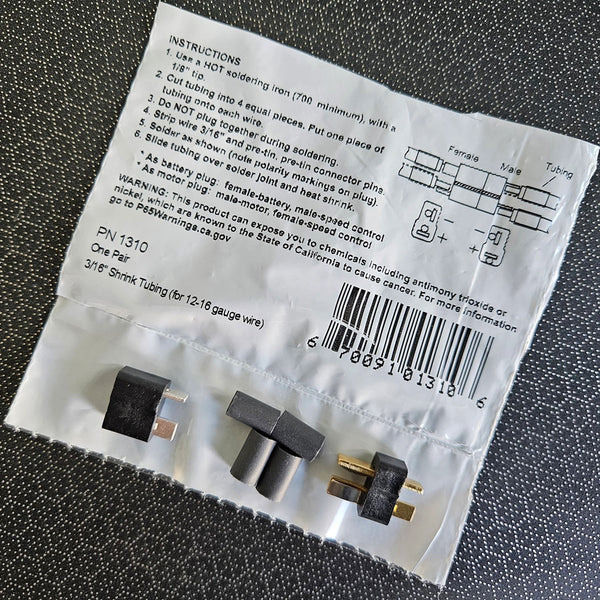 WS Deans Ultra Plug HB, High Temp,Black Male & Female Pair w/ Shrink
