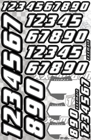 XXX Main Racing Race Numbers - White