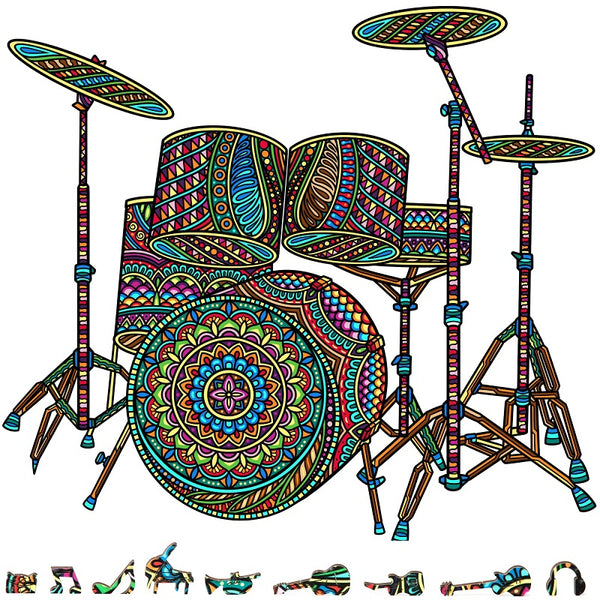 ZenChalet Puzzles ZenChalet - Drum Set Wooden Puzzle, 200 Pcs