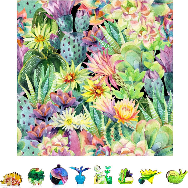 ZenChalet Puzzles ZenChalet - Floral Cactus Wooden Jigsaw Puzzle, 1000 Pcs — Wooden Puzzle