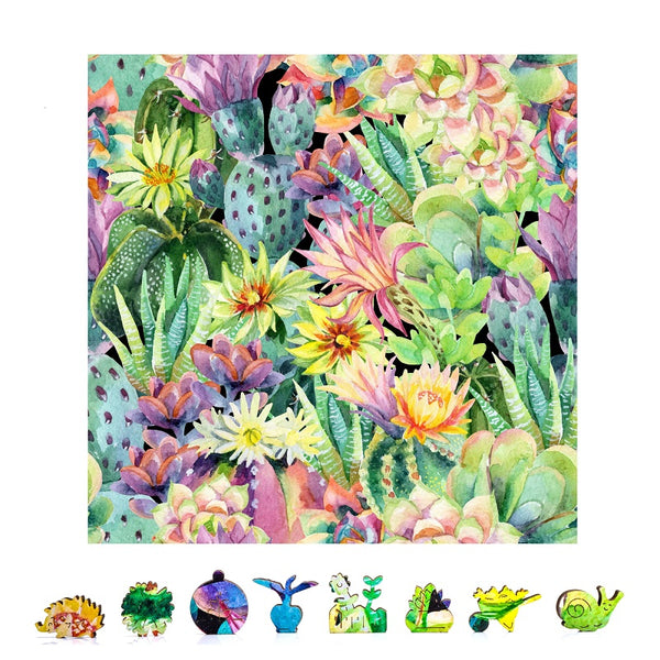 ZenChalet Puzzles ZenChalet - Floral Cactus Wooden Puzzle 500 Pcs
