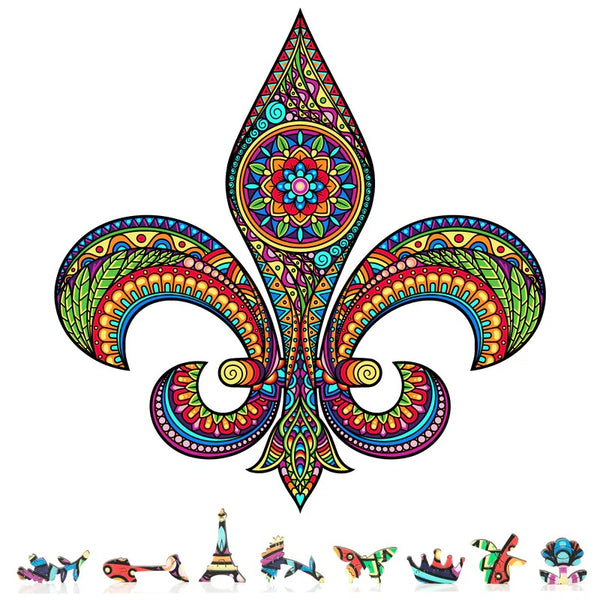 ZenChalet Puzzles ZenChalet - Fleur De Lis Wooden Puzzle, 500 Pcs