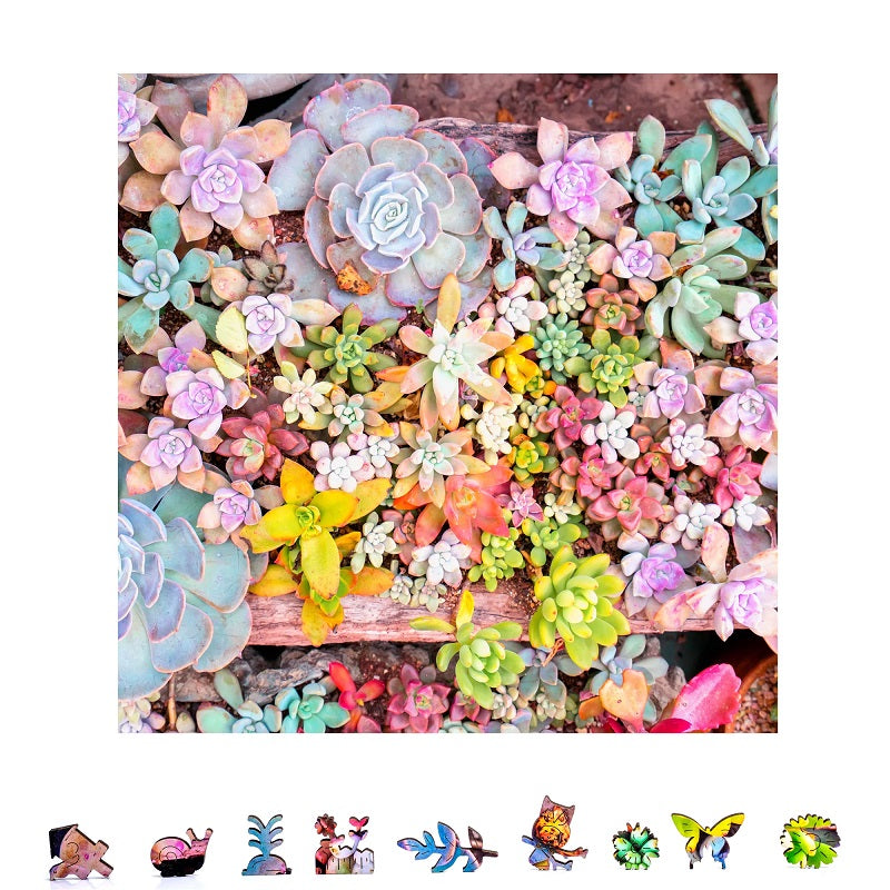 ZenChalet - Garden Succulents Wooden Puzzles, 1000 Pcs